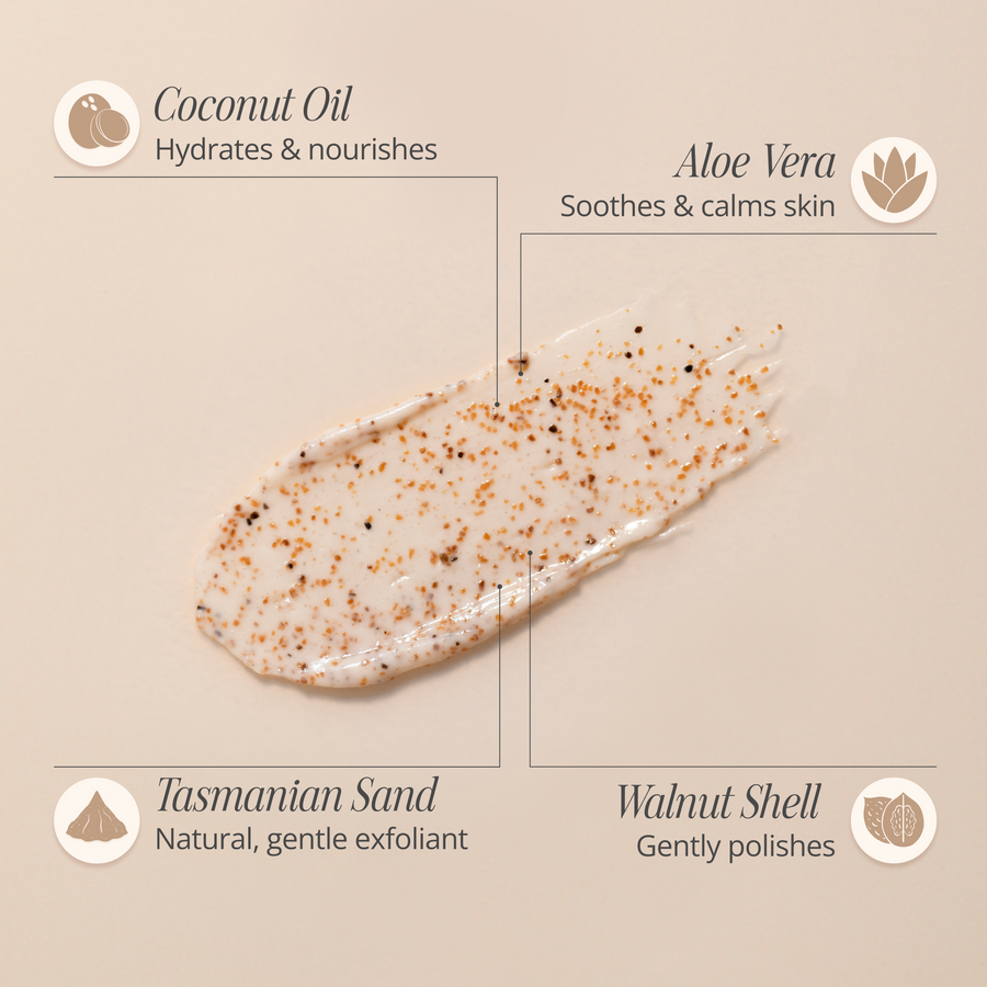 Exfoliating Tasmanian Sand Scrub | Three Warriors | Natural Body Polish 
